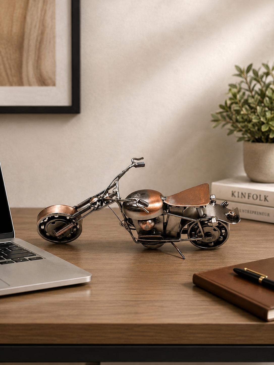 Vintage Metal Motorcycle Decorative Showpiece – Retro Bike Model