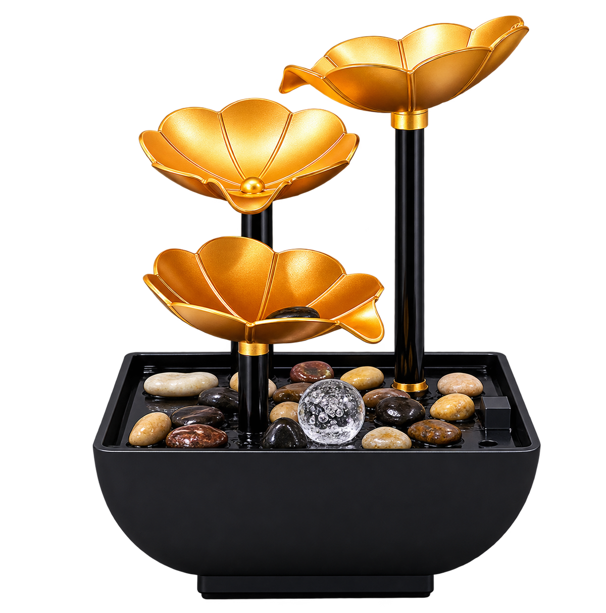 Luxury Golden Lotus Flower Tabletop Water Fountain