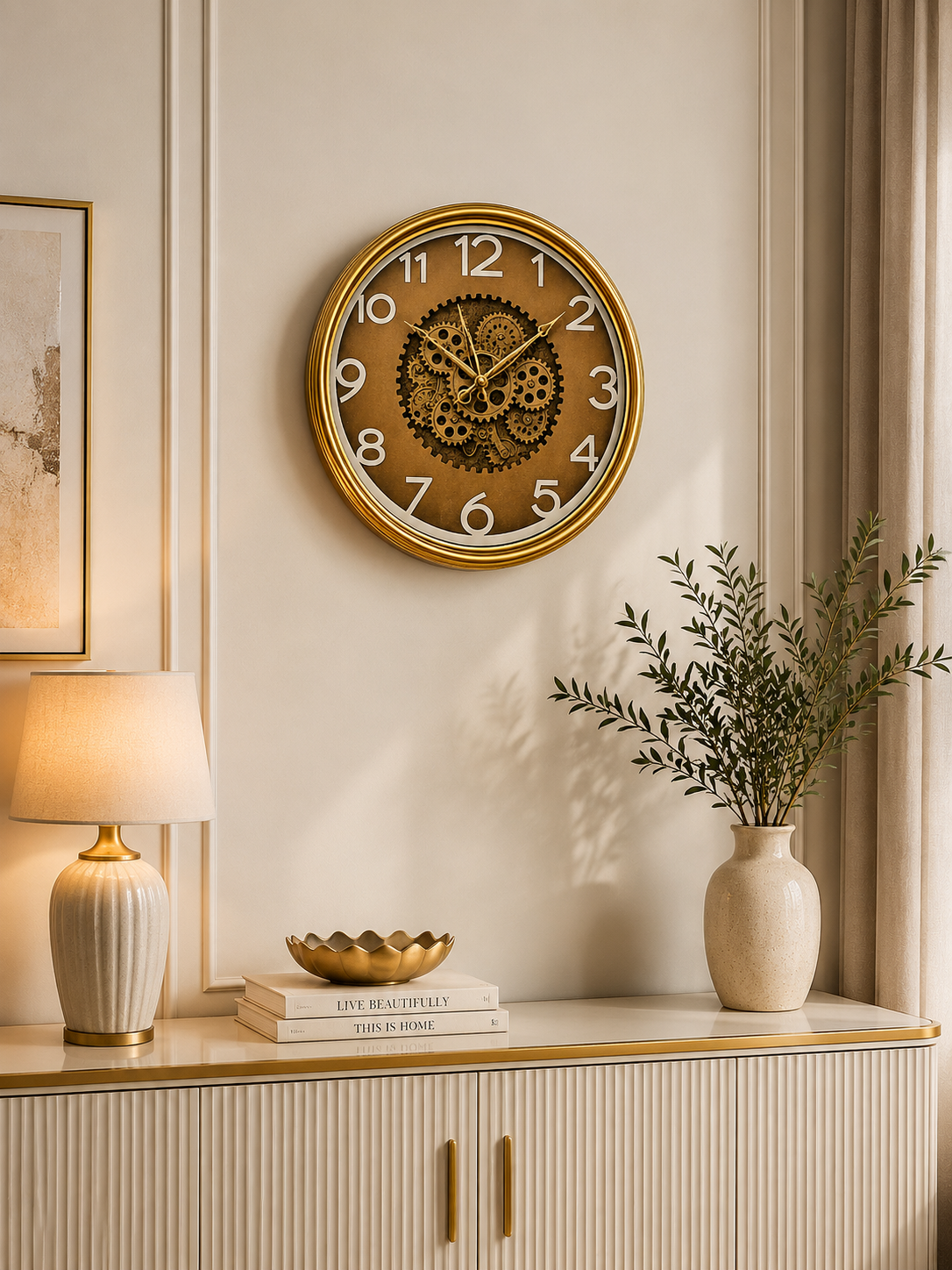 Luxury Gold Gear Wall Clock | Modern Decorative Silent Wall Clock | Premium Home & Office Décor