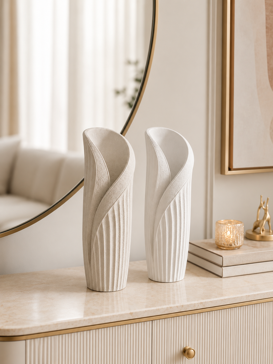 Modern Twisted Resin Vase | White Decorative Flower Vase | Minimalist Home Décor