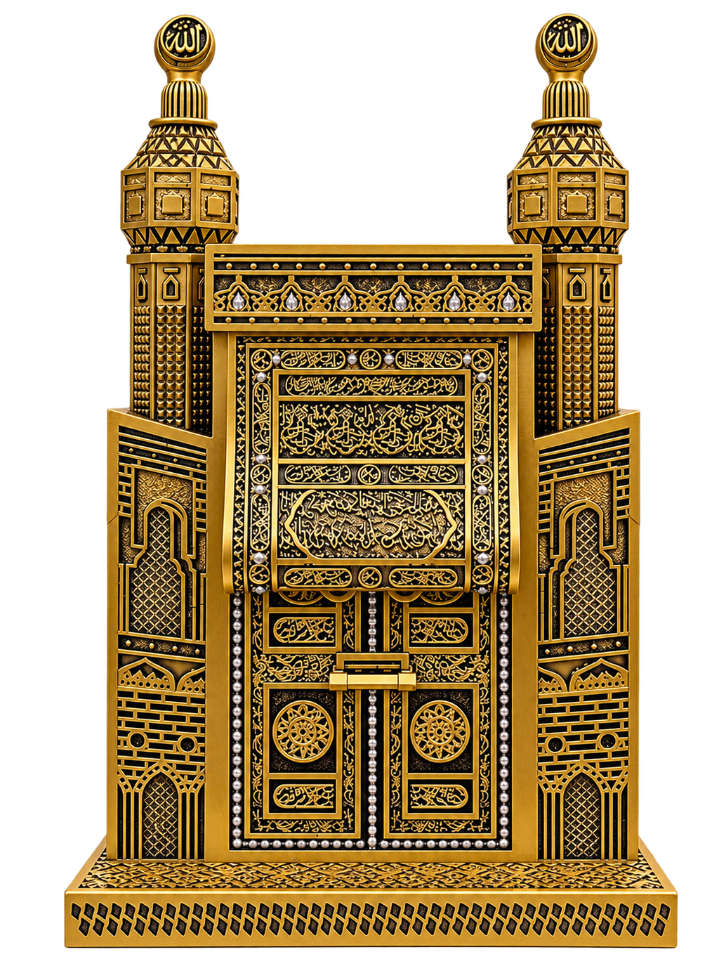 Premium Kaaba Door & Masjid Al-Haram Inspired Islamic Decorative Showpiece – Gold & Black