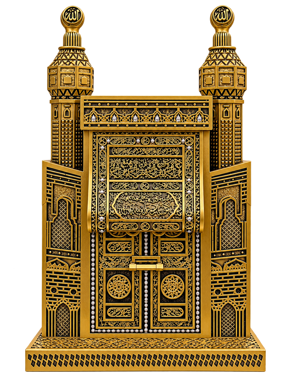 Premium Kaaba Door & Masjid Al-Haram Inspired Islamic Decorative Showpiece – Gold & Black