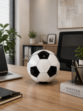 Rotating & Movable Soccer Ball– Classic Black & White Football Decorative Tabletop Sculpture