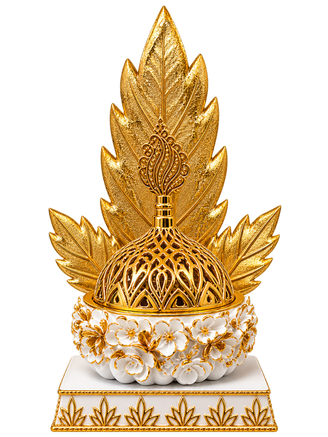 Luxury Leaf Design Bukhoor Burner – Elegant Gold Decorative Incense Burner