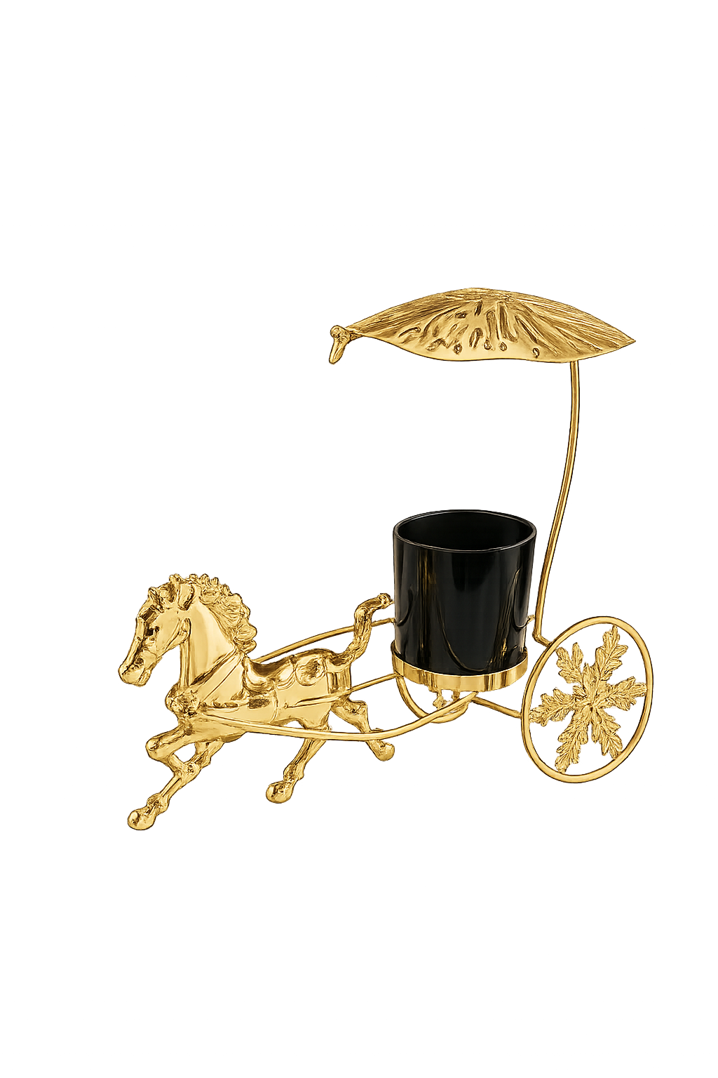 Luxury Gold Horse Carriage Metal Planter with Decorative Canopy