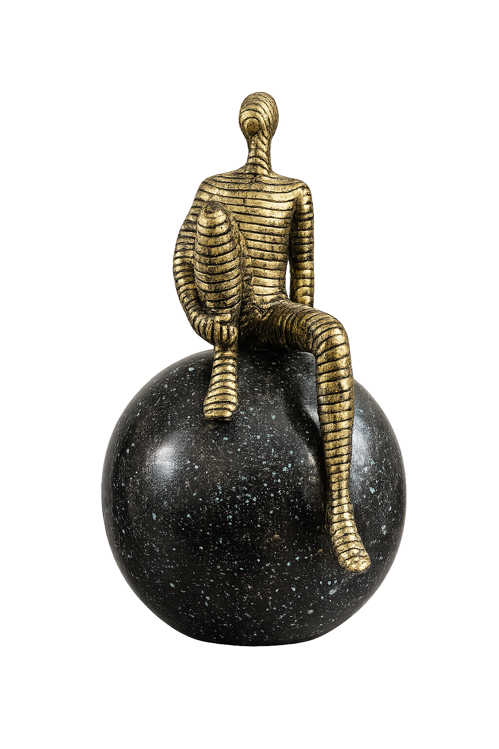 Abstract Thinker Sculpture on Sphere – Modern Resin Table Decor Statue