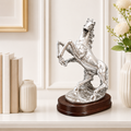 Fiber Horse Majestic Silver Horse Sculpture – 9-Inch High-End Resin Handicraft Statement Piece for Home & Luxury Office Decor