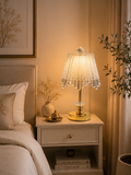 Luxury Acrylic LED Table Lamp | Modern Gold Bedside Lamp with Elegant Acrylic Shade