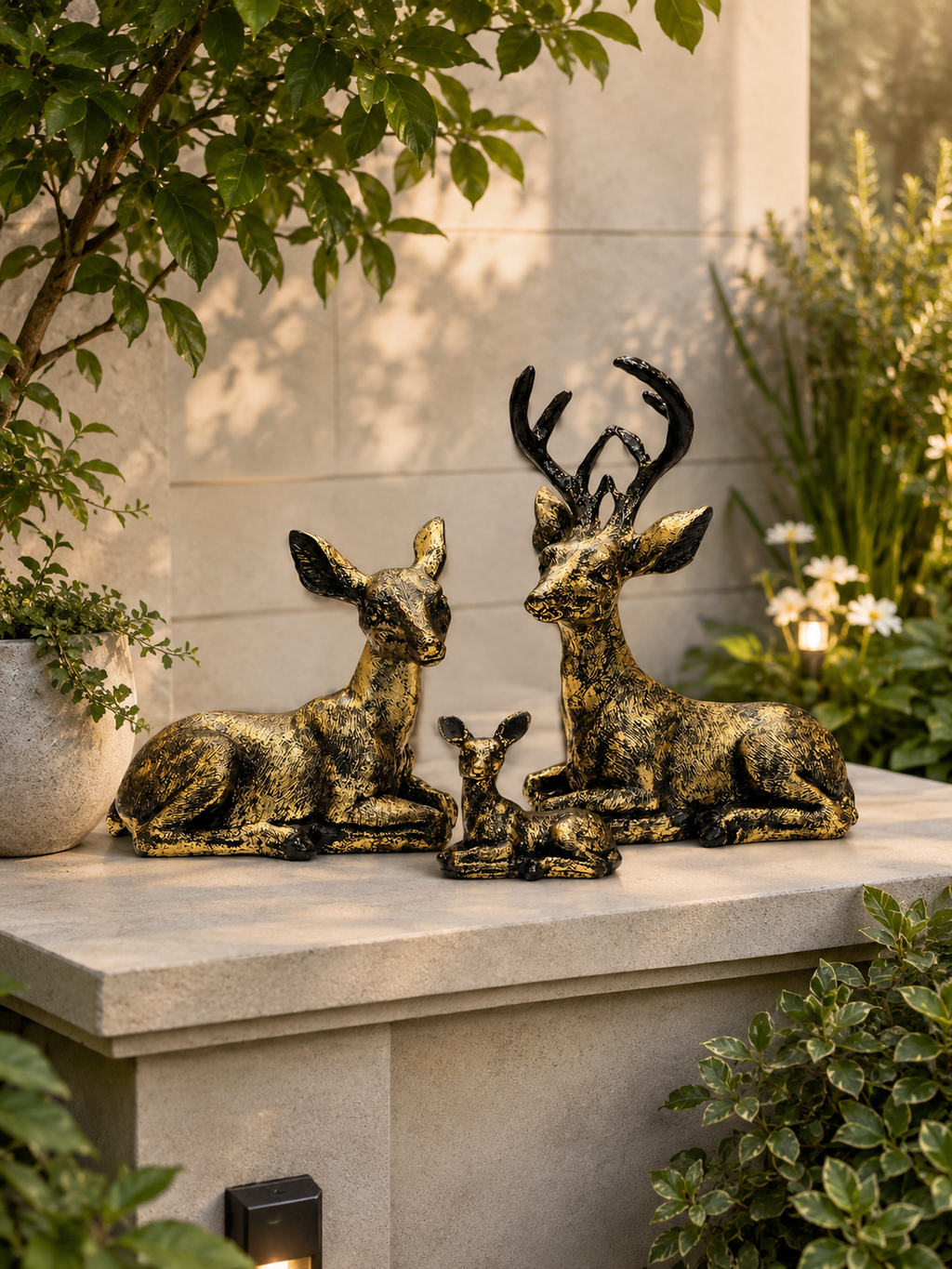 Luxury Deer Family Sculpture – Resin Table Decor (Set of 3)