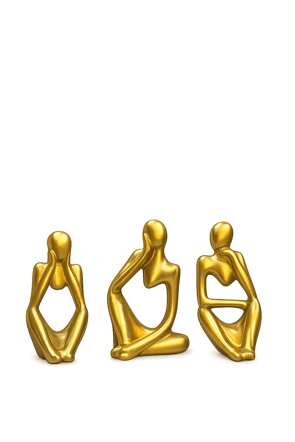 Set of 3 Abstract Seated Figurines – Modern Decorative Sculpture Set