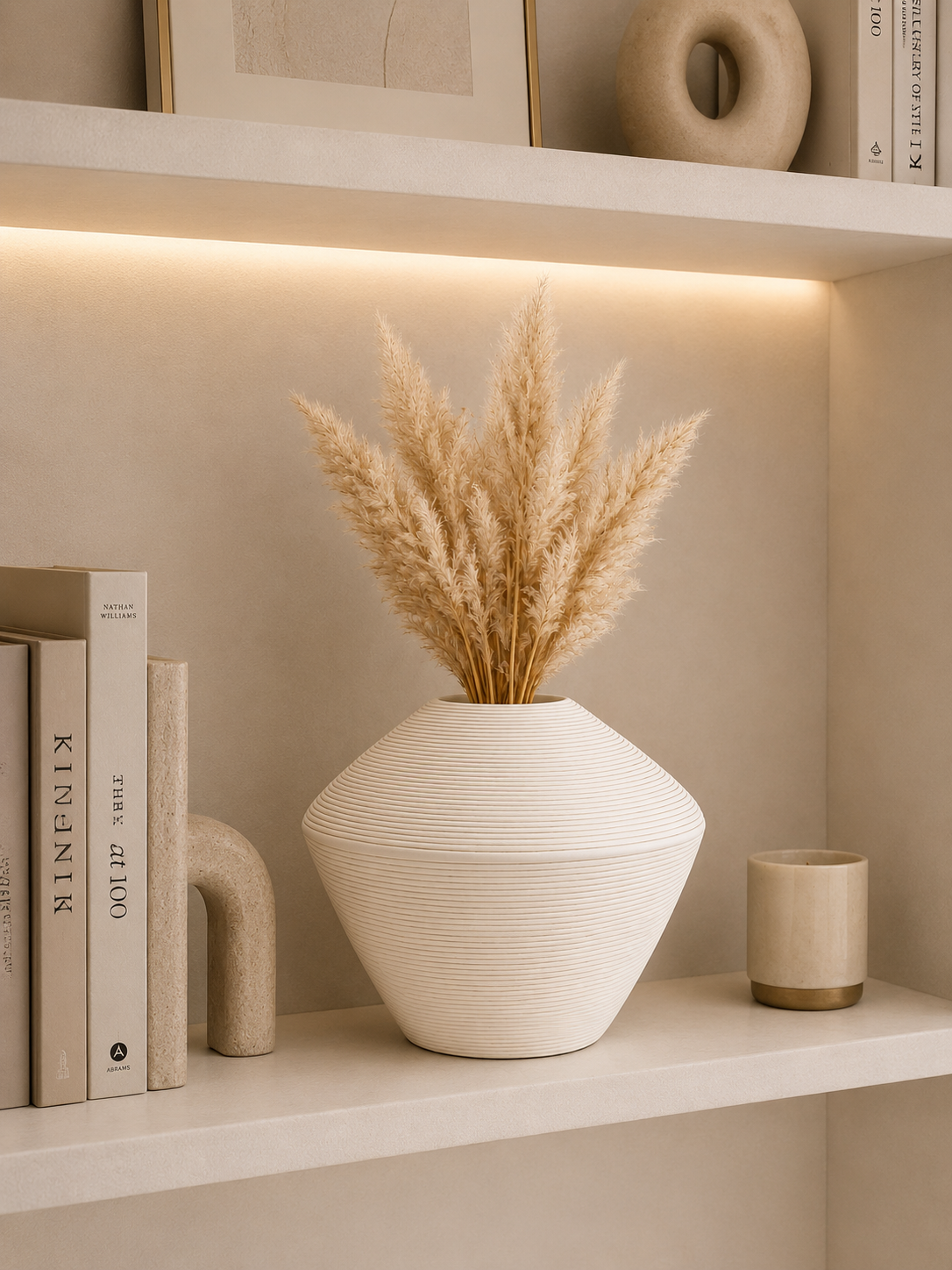 Modern Ribbed Ceramic Vase – Minimalist Decorative Flower Vase for Home Décor