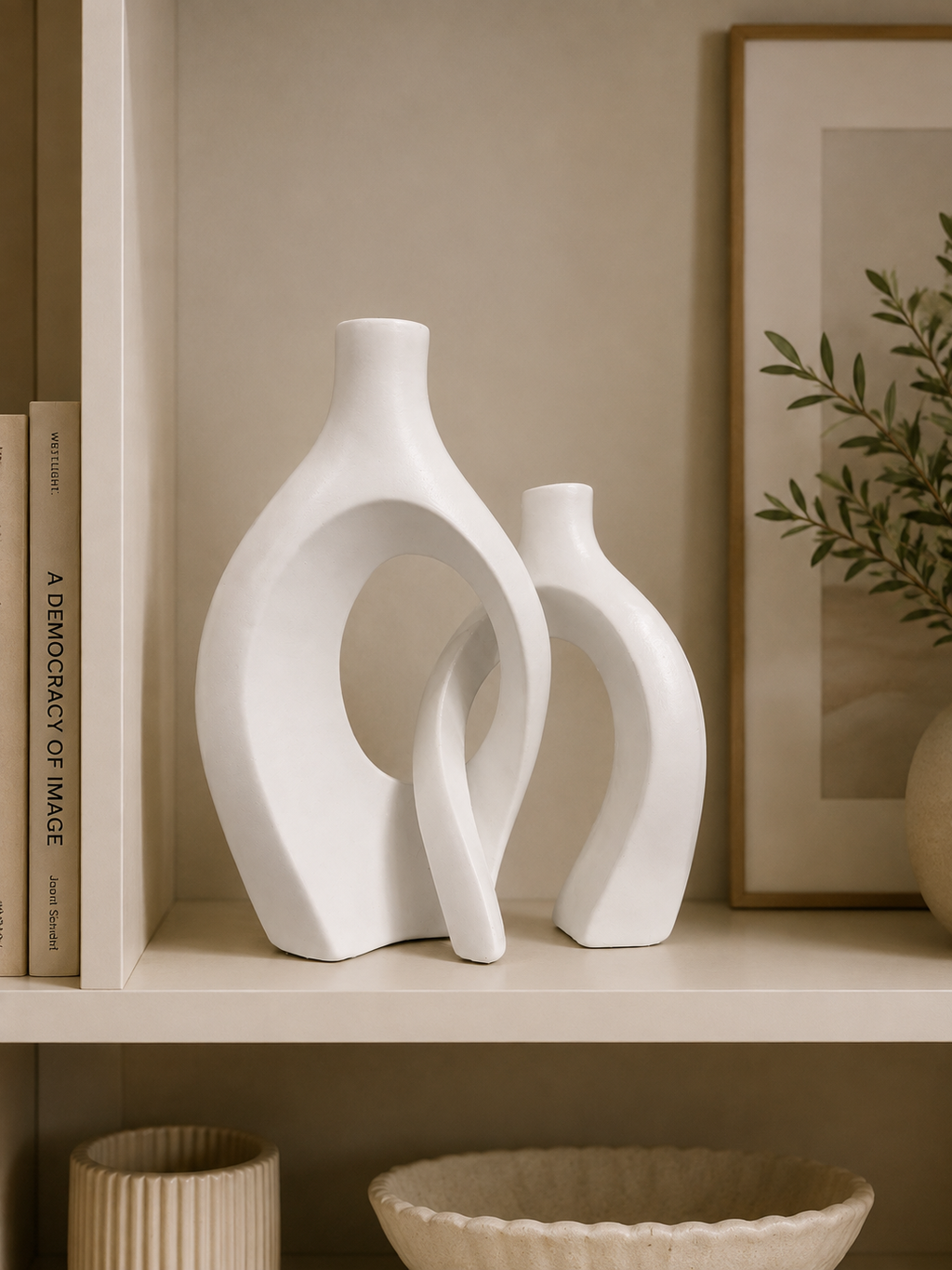 2-Piece Half Donut Decorative Vase Set | Modern Abstract Home Décor