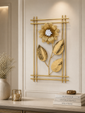 Gold Metal Floral Wall Art | Modern Flower & Leaf Wall Decor for Living Room, Bedroom & Hallway