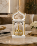 Luxury Islamic Incense Burner with Decorative Arch Frame | White & Gold Bakhoor Burner