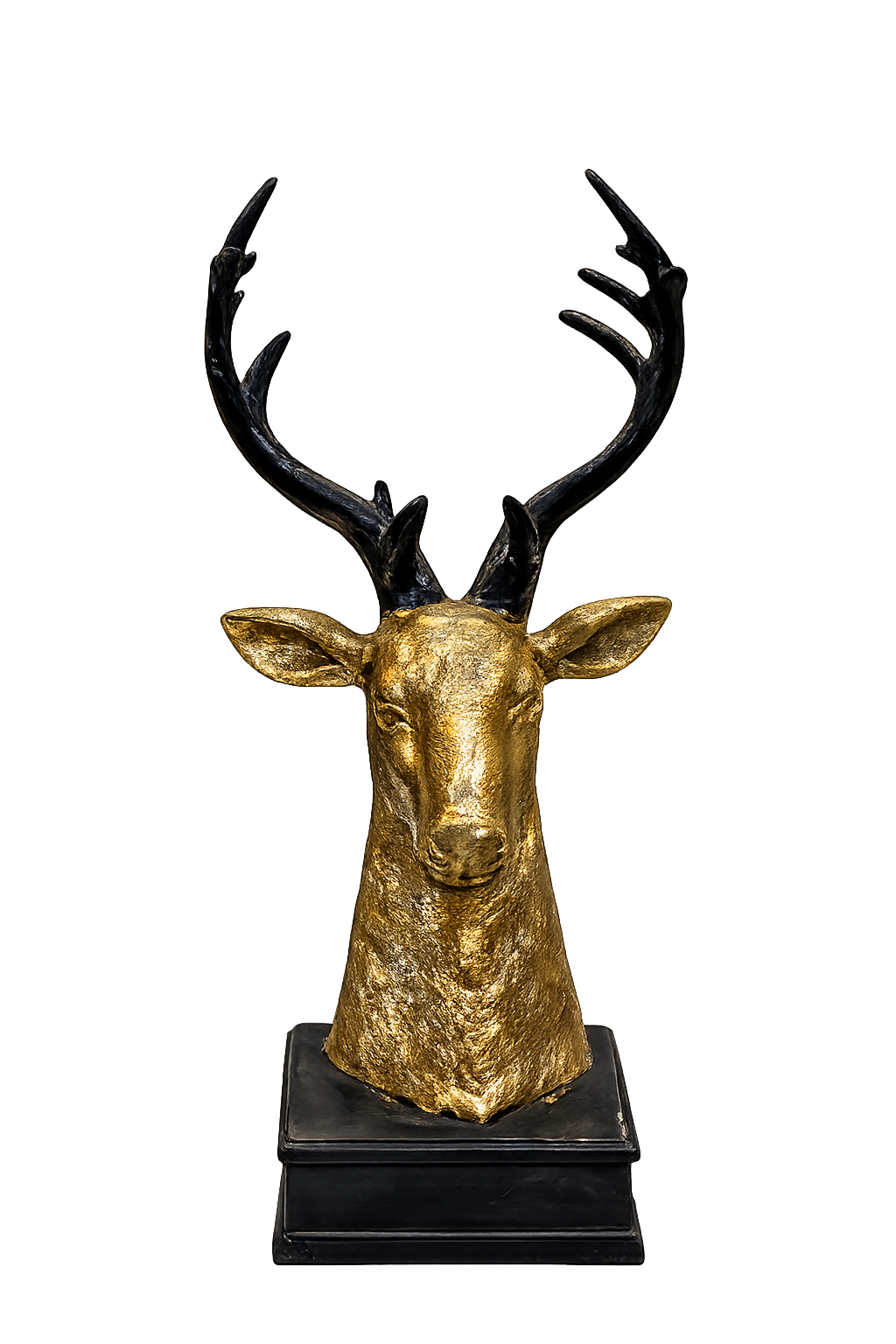 Luxury Deer Head Sculpture | Gold & Black Resin Stag Statue | Modern Tabletop Home Decor