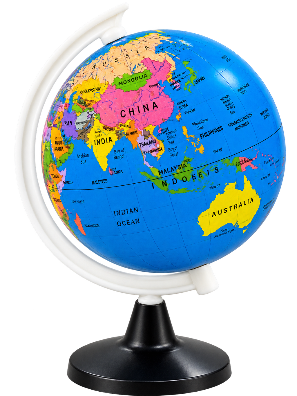Classic Educational World Globe | Colorful Rotating Plastic Globe with Black Stand