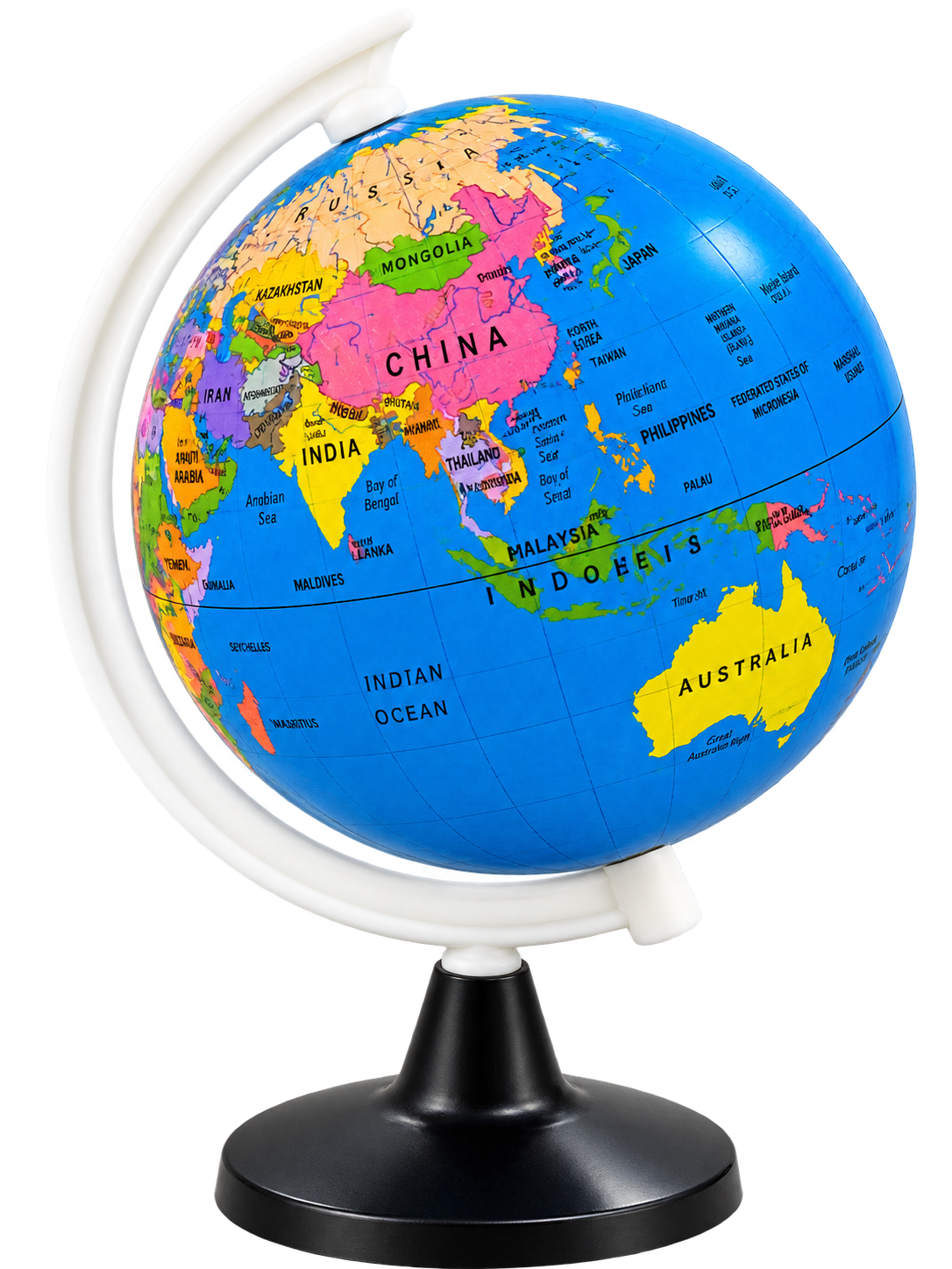 Classic Educational World Globe | Colorful Rotating Plastic Globe with Black Stand
