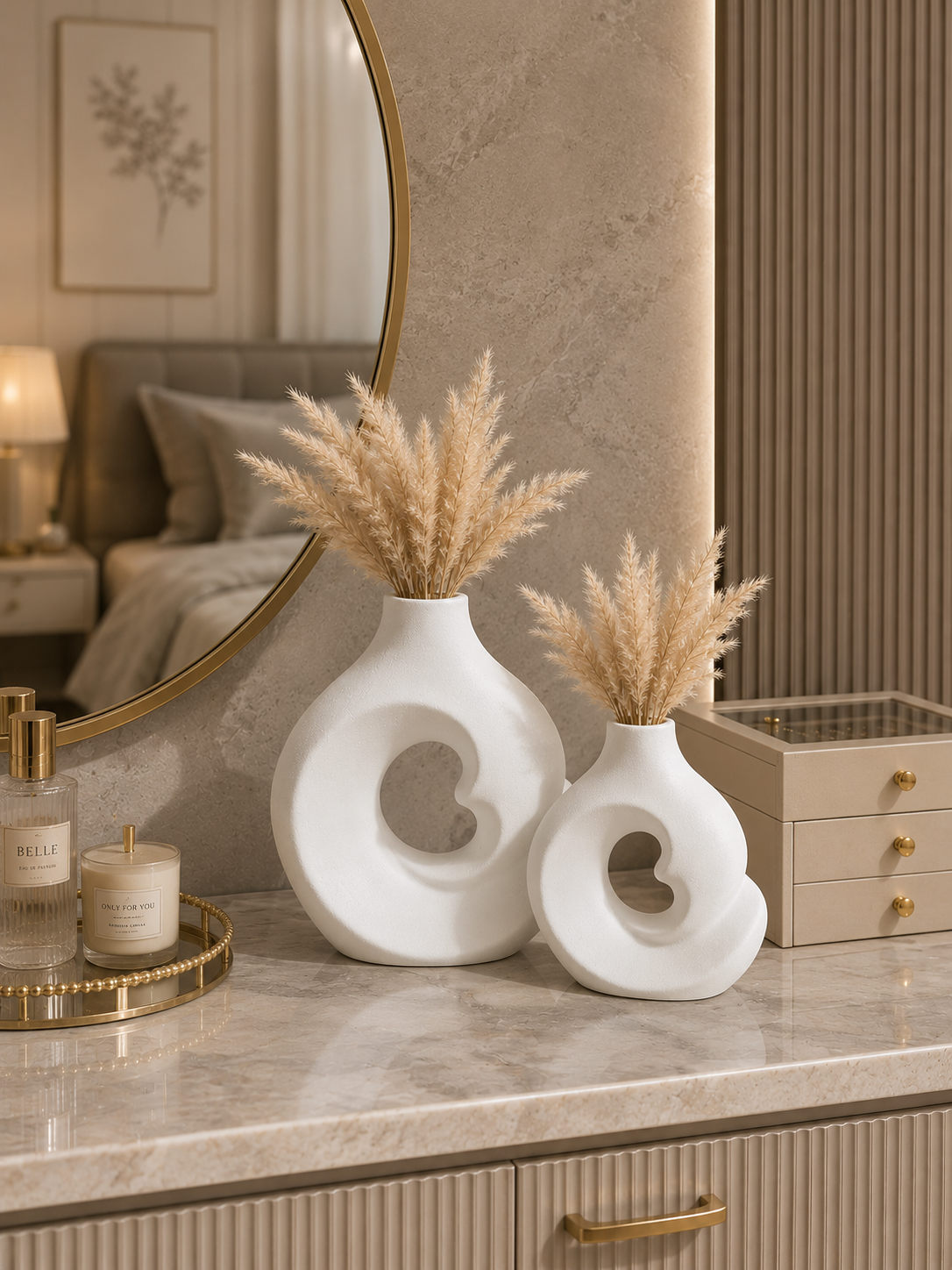 Luxury 2-Piece Abstract Spiral Ceramic Vase Set | Modern Decorative Flower Vases | Minimalist Home Décor
