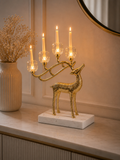 Luxury Golden Deer Crystal Candle Holder – 5-Light Decorative Candelabra Showpiece with Crystal Base