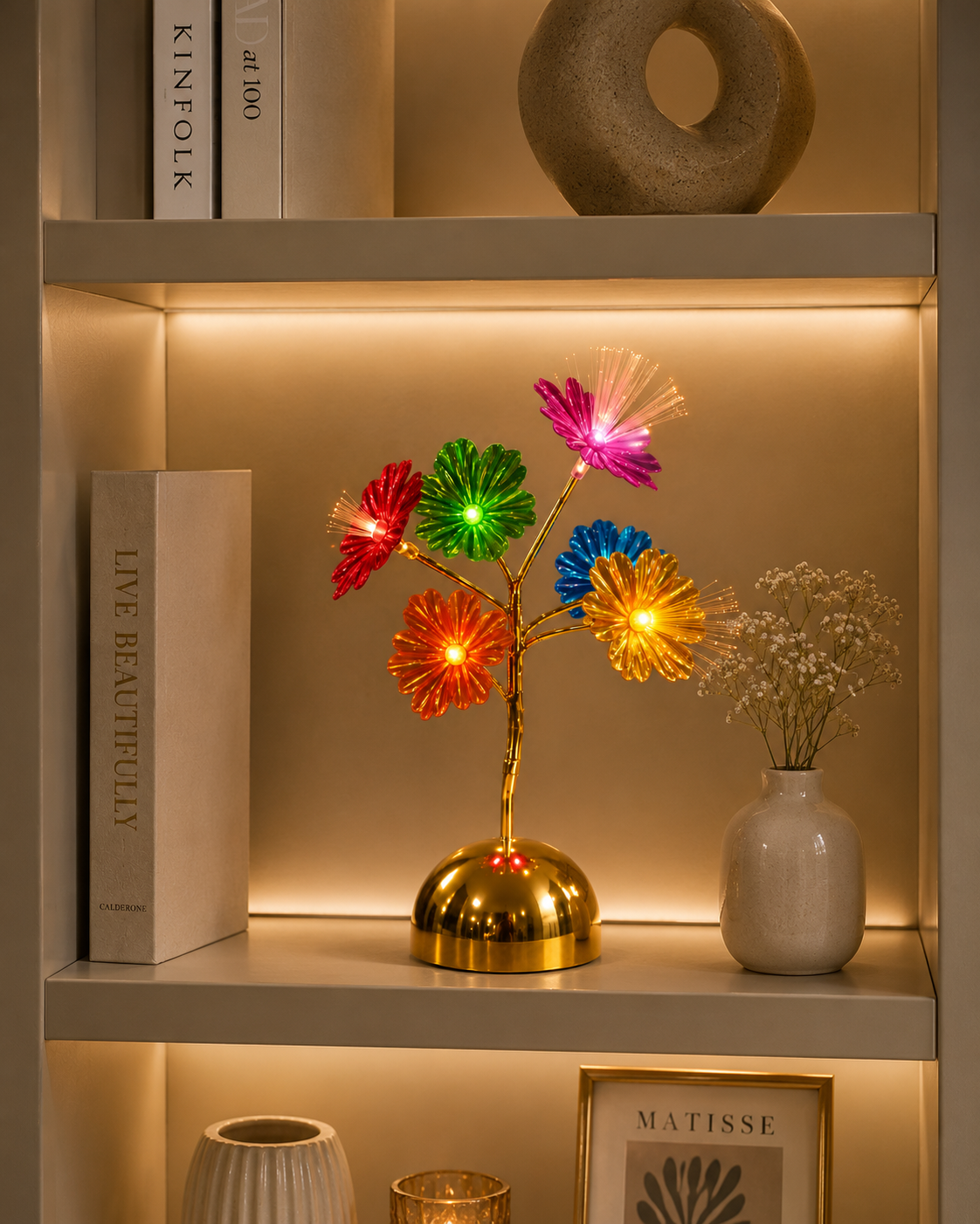 Luxury LED Fiber Optic Flower Lamp – Colorful Decorative Table Light for Home Décor
