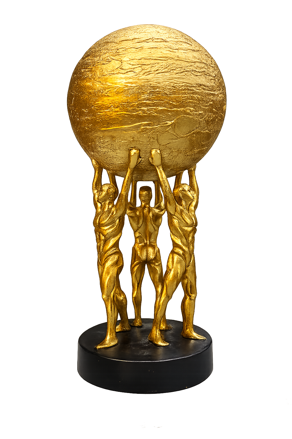 Golden Atlas Team Sculpture Showpiece – Resin Globe Figurine for Home & Office Décor