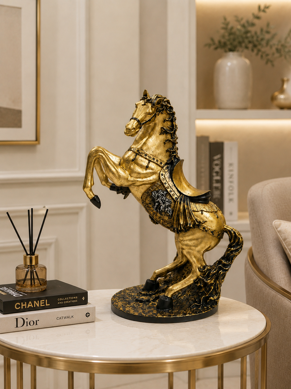 Luxury Rearing Horse Decorative Sculpture – Premium Resin Horse Statue for Home & Office Decor
