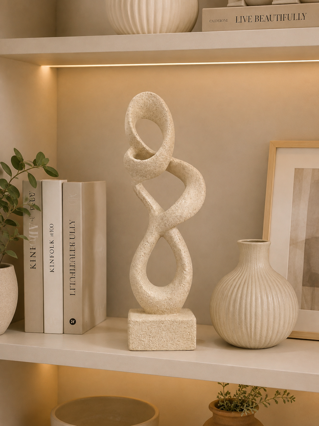 Modern Abstract Infinity Sculpture | Luxury Resin Decorative Table Accent | Contemporary Home Décor