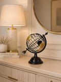Luxury Black & Gold Metal Globe Decor | Modern World Globe Sculpture | Tabletop Home & Office Decoration