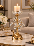 Luxury Crystal Floral Candle Stand – Gold Decorative Candle Holder