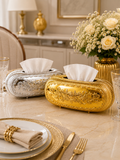 Luxury Oval Metal Tissue Box Holder | European Floral Decorative Tissue Case.