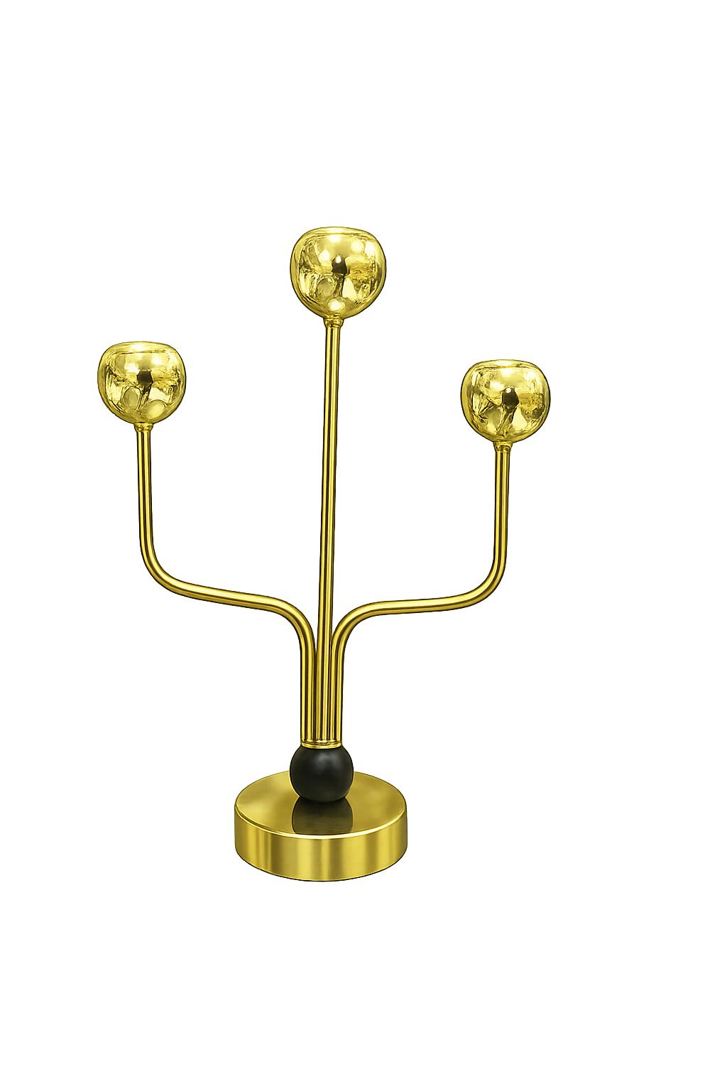 Luxury Gold 3-Arm Metal Candle Holder – Modern Decorative Table Centerpiece