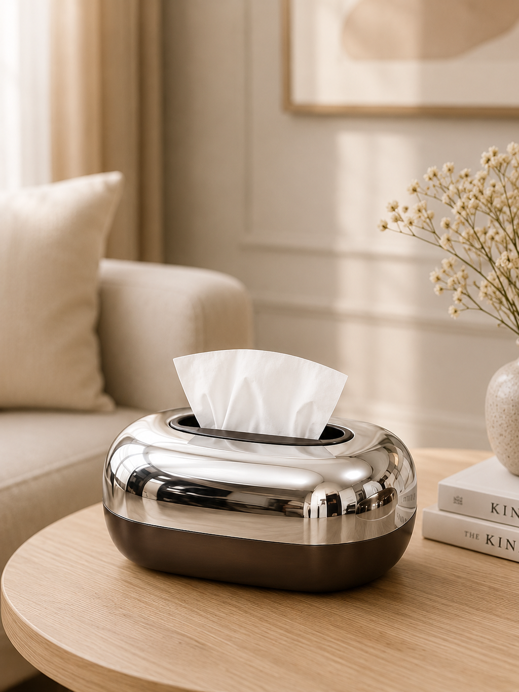 Modern Oval Tissue Box Holder | Luxury Decorative Tissue Case | Premium Home & Office Tissue Organizer