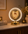 Luxury LED Heart Photo Frame Lamp – Romantic Rotating Picture Frame with Warm Light (Gold)