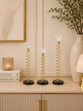 Luxury Spiral Crystal Candle Holder Set (3 Pieces) | Gold Decorative Taper Candle Stands