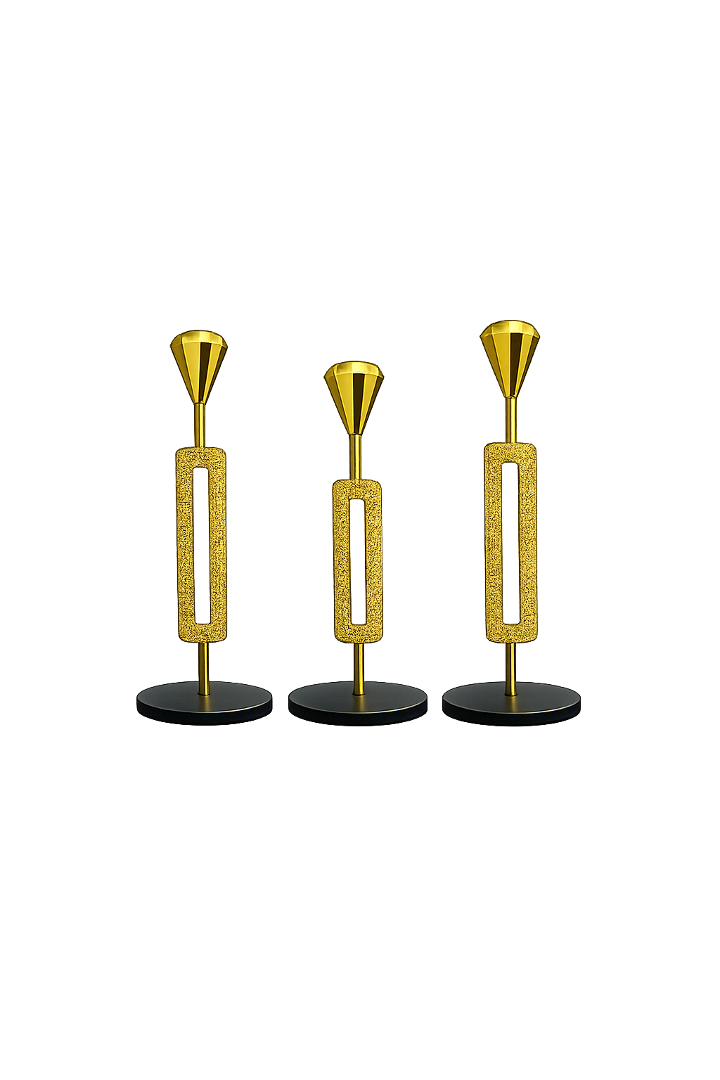Luxury Gold Metal Candle Holder Set – Modern Decorative Taper Candle Stand (Set of 3)