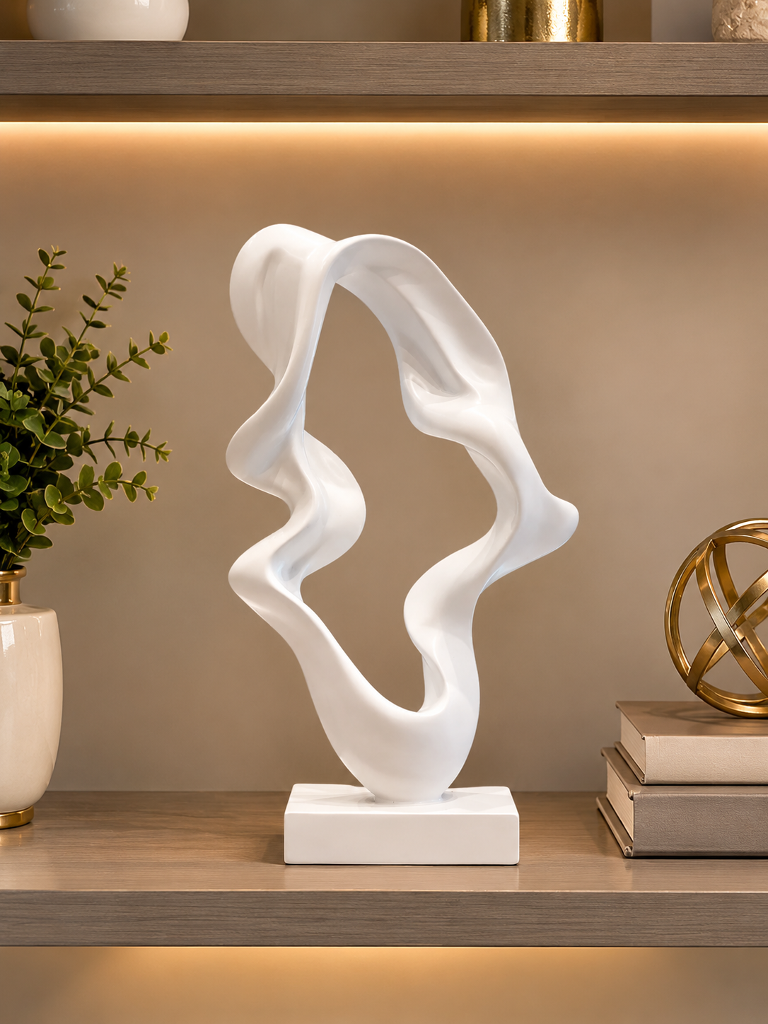 Modern Abstract White Sculpture – Elegant Contemporary Decorative Figurine