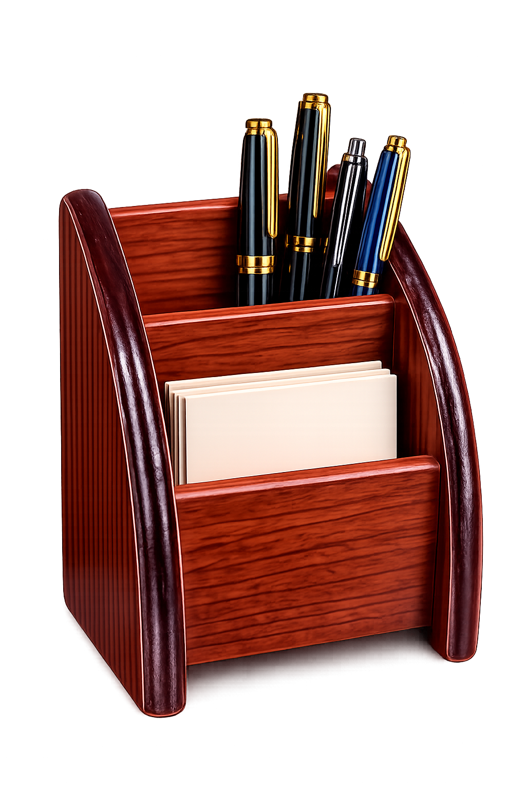 Premium Wooden Desk Organizer with Pen Holder & Memo Card Storage – Office Desktop Stationery Organizer