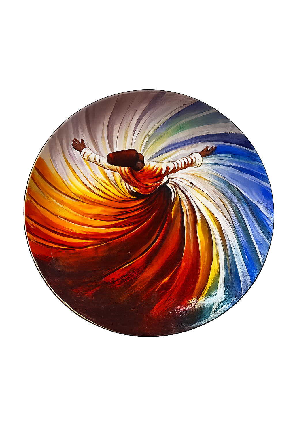 Whirling Dervish Round Wall Art | Islamic Sufi Canvas Wall Decor | Modern Circular Wall Painting