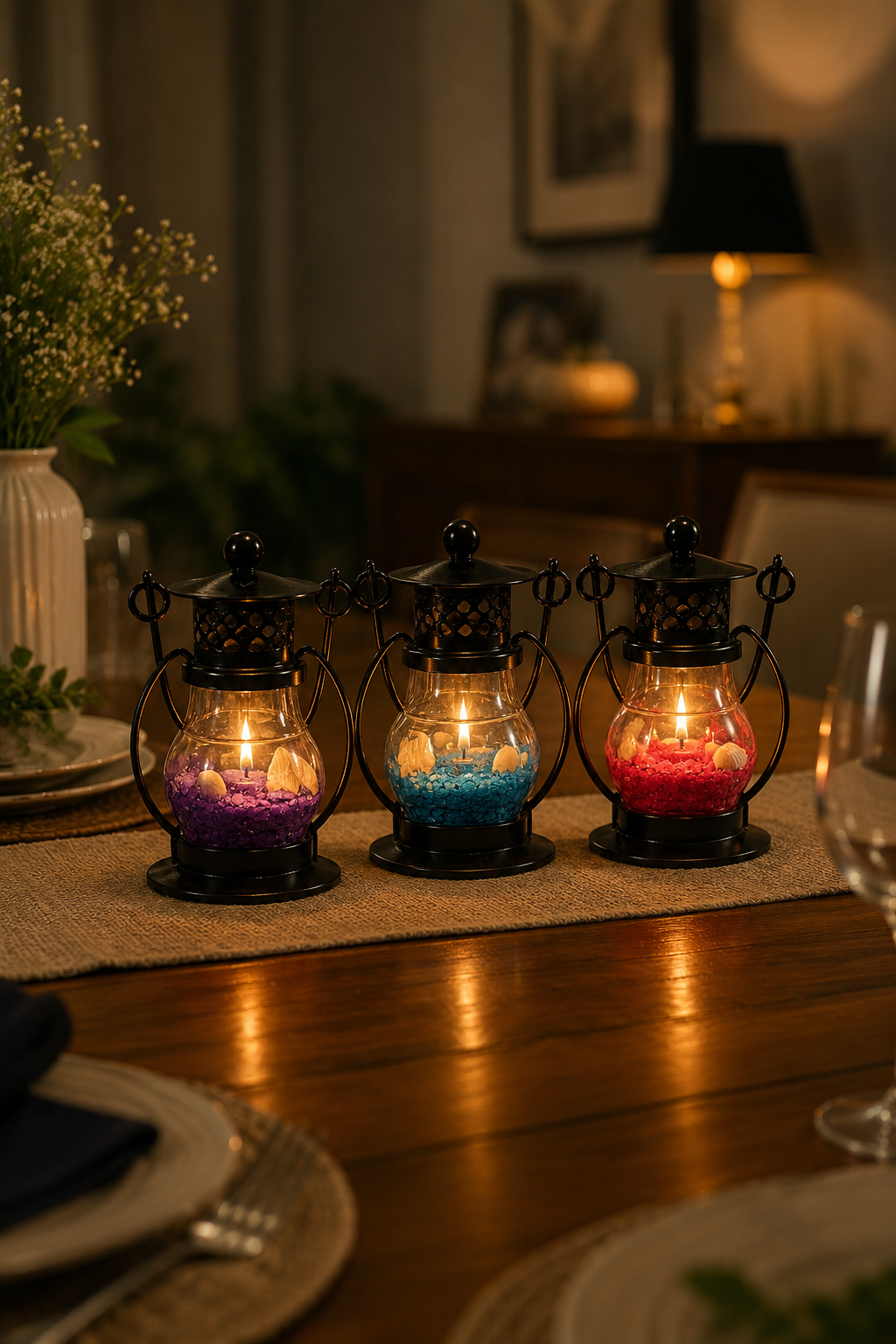 Mini Vintage Glass Lantern Candle Holder | Decorative Metal Tealight Lantern | Home & Table Décor