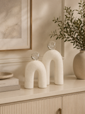 Modern Arch Sculpture Set with Crystal Sphere – Set of 2 Luxury Decorative Table Accents
