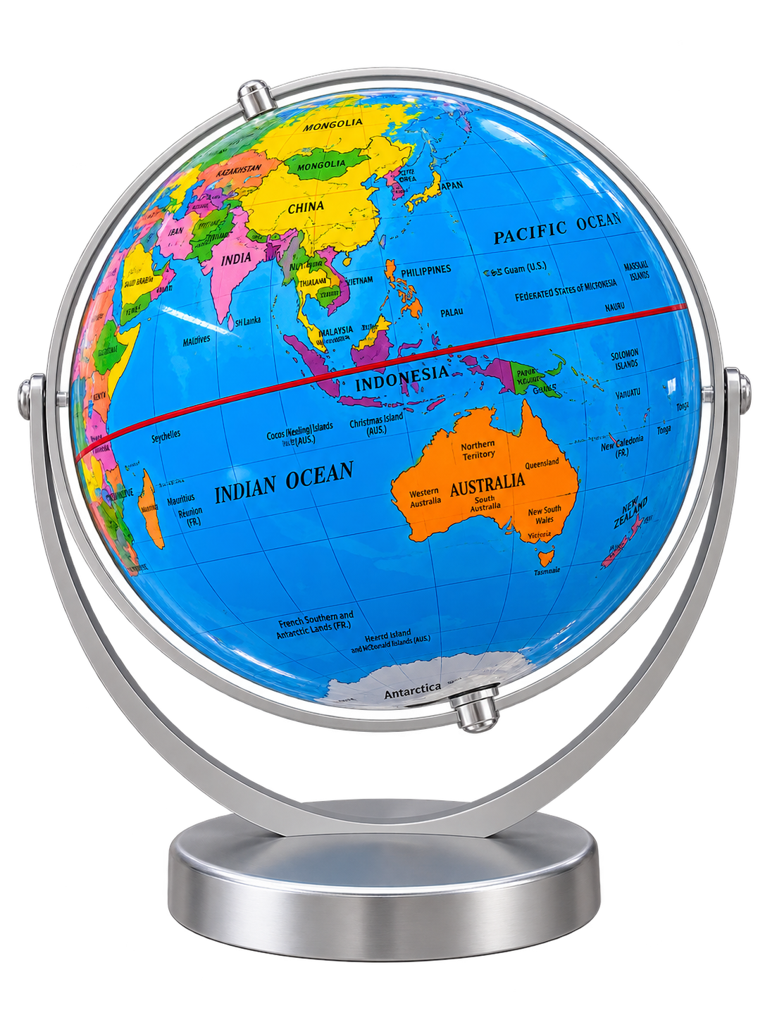 360° Rotating World Globe – Plastic Decorative Globe with Silver Stand | Educational & Office Desk Décor