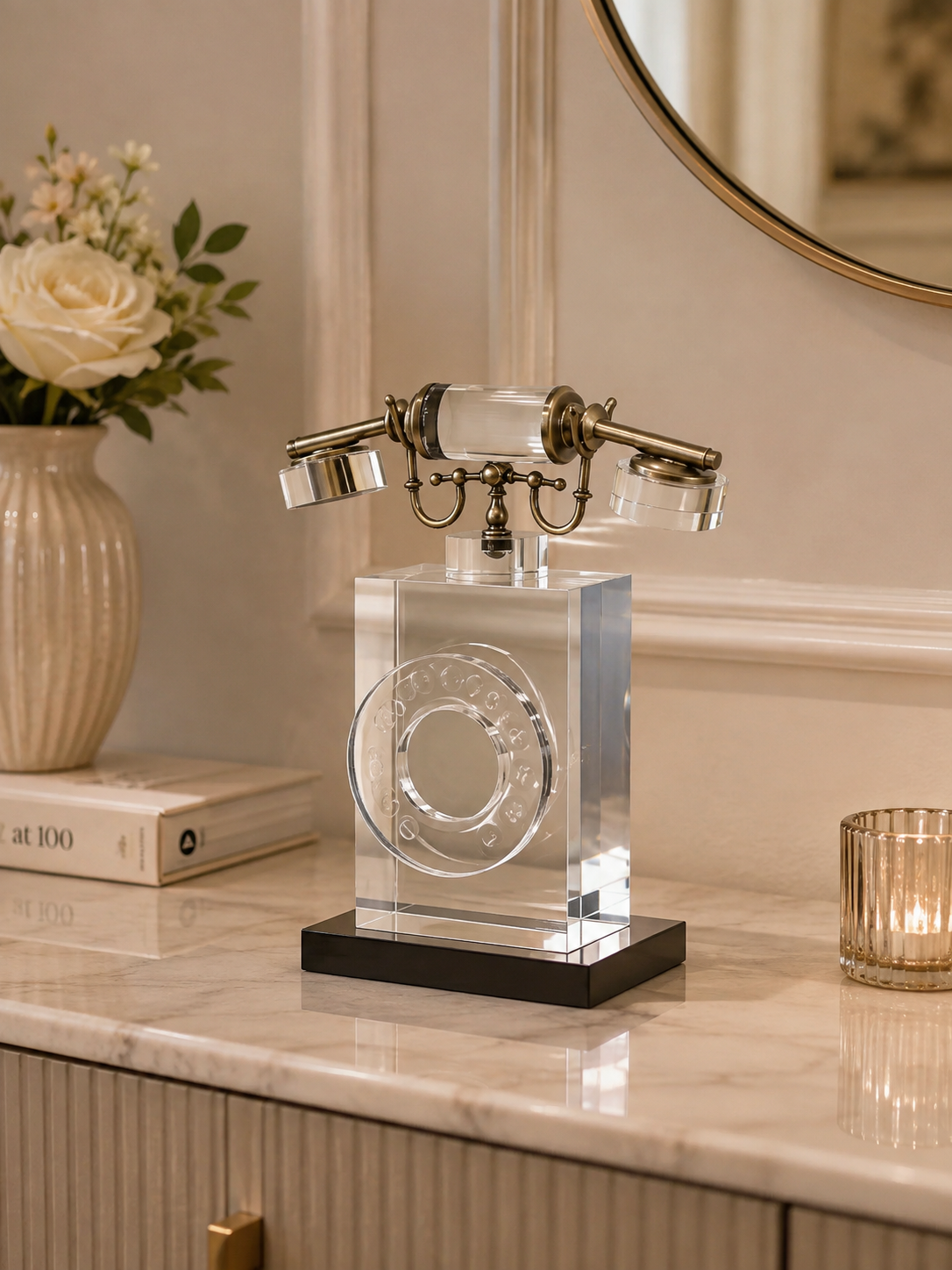 Luxury Crystal Vintage Telephone Decorative Showpiece