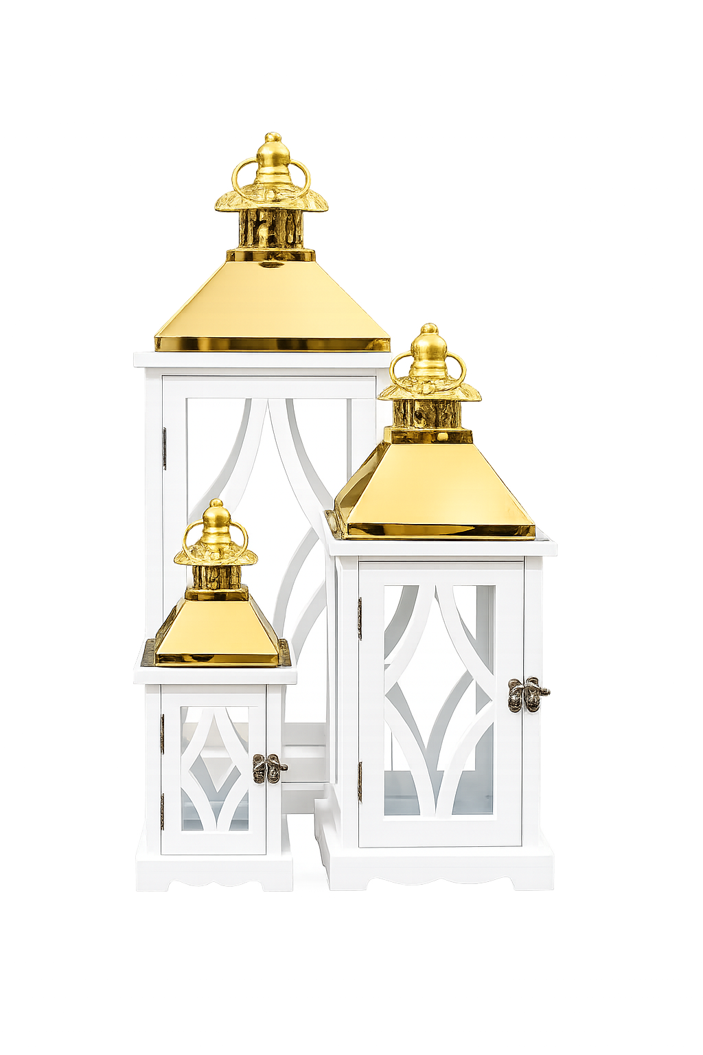 Luxury 3-Piece Decorative Lantern Set | White & Gold Candle Lanterns | Modern Home Décor