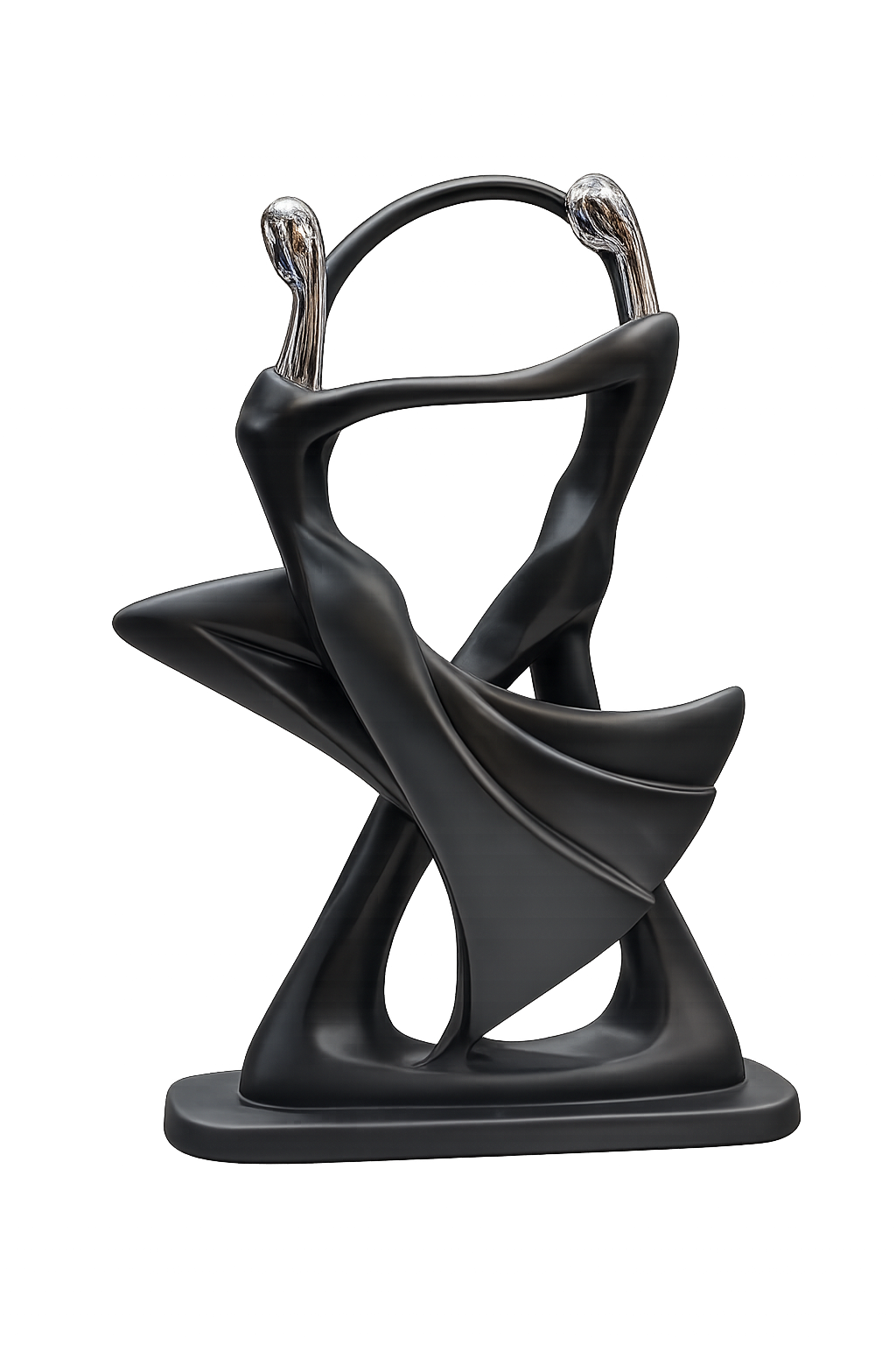 Modern Abstract Dancing Couple Sculpture – Black Resin Home Decor Showpiece
