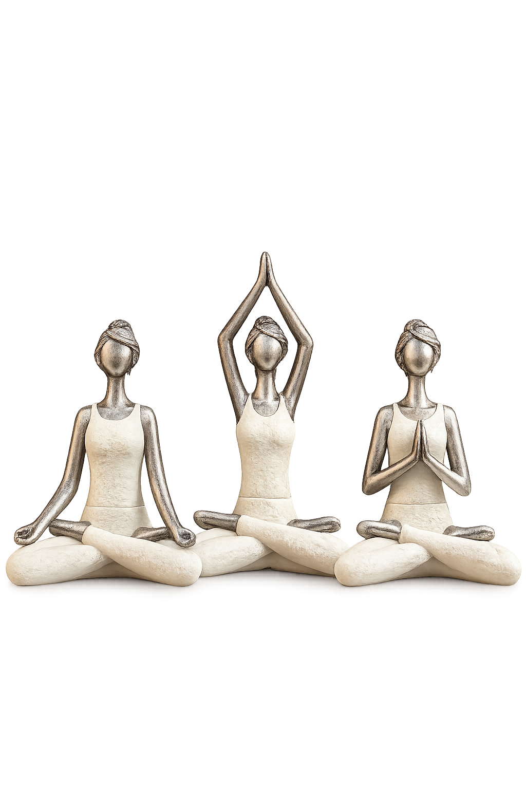Set of 3 Abstract Yoga Lady Figurines – Modern Resin Meditation Sculptures for Home Decor