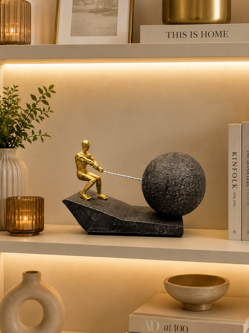 Abstract Strength & Determination Sculpture | Modern Pulling Figure Resin Statue | Luxury Home & Office Decorative Showpiece