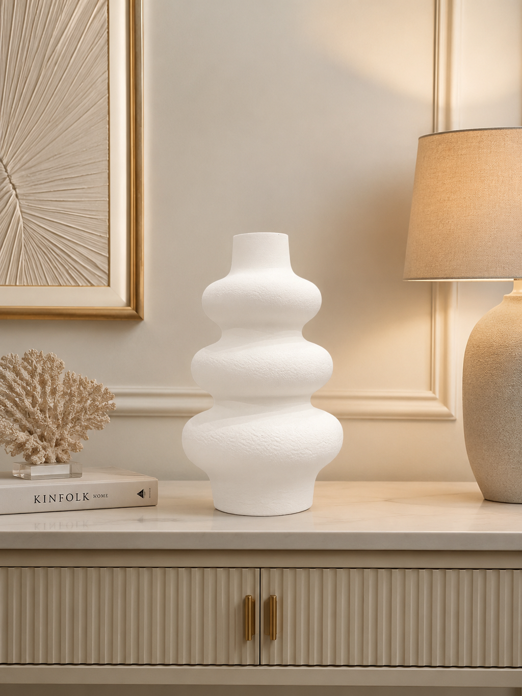 Modern Matte White Textured Ceramic Vase – Minimalist Decorative Home Accent