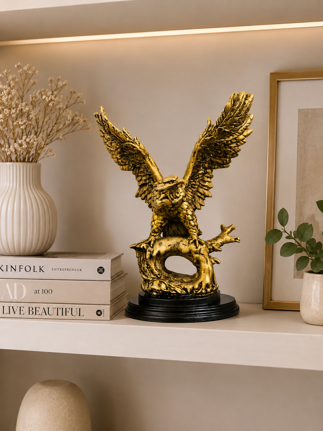 Luxury Golden Eagle Sculpture | Resin Eagle Statue for Home & Office Décor