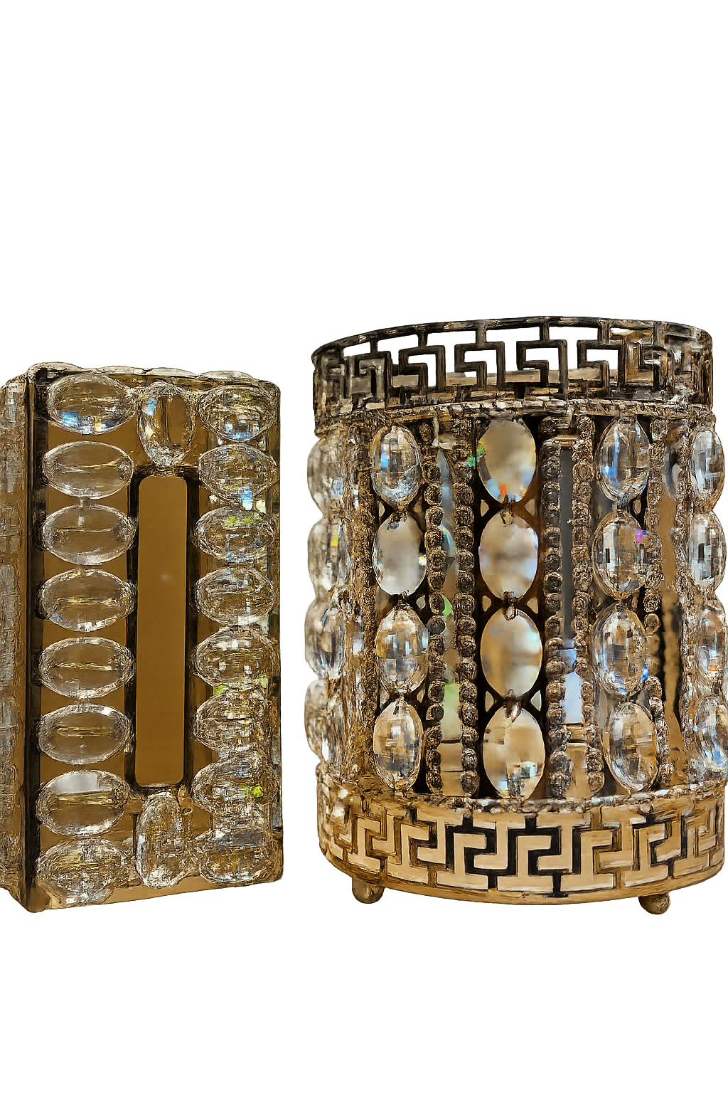 Luxury Gold Crystal Dustbin Stand Set – Modern Decorative Metal Waste Bin for Home & Office