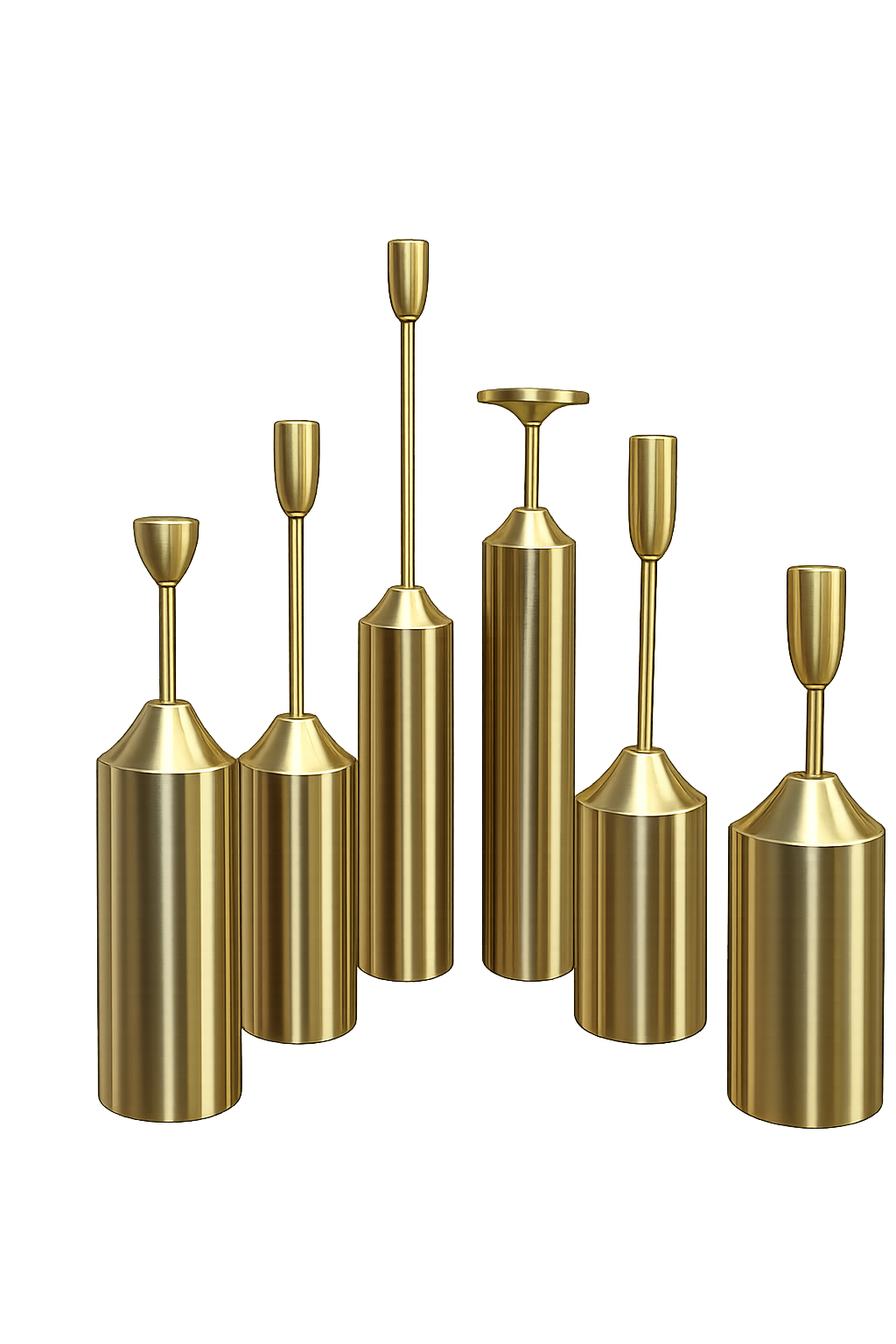 Luxury Gold Metal Candle Holder Set of 6 – Modern Decorative Candlestick Centerpiece for Home Décor